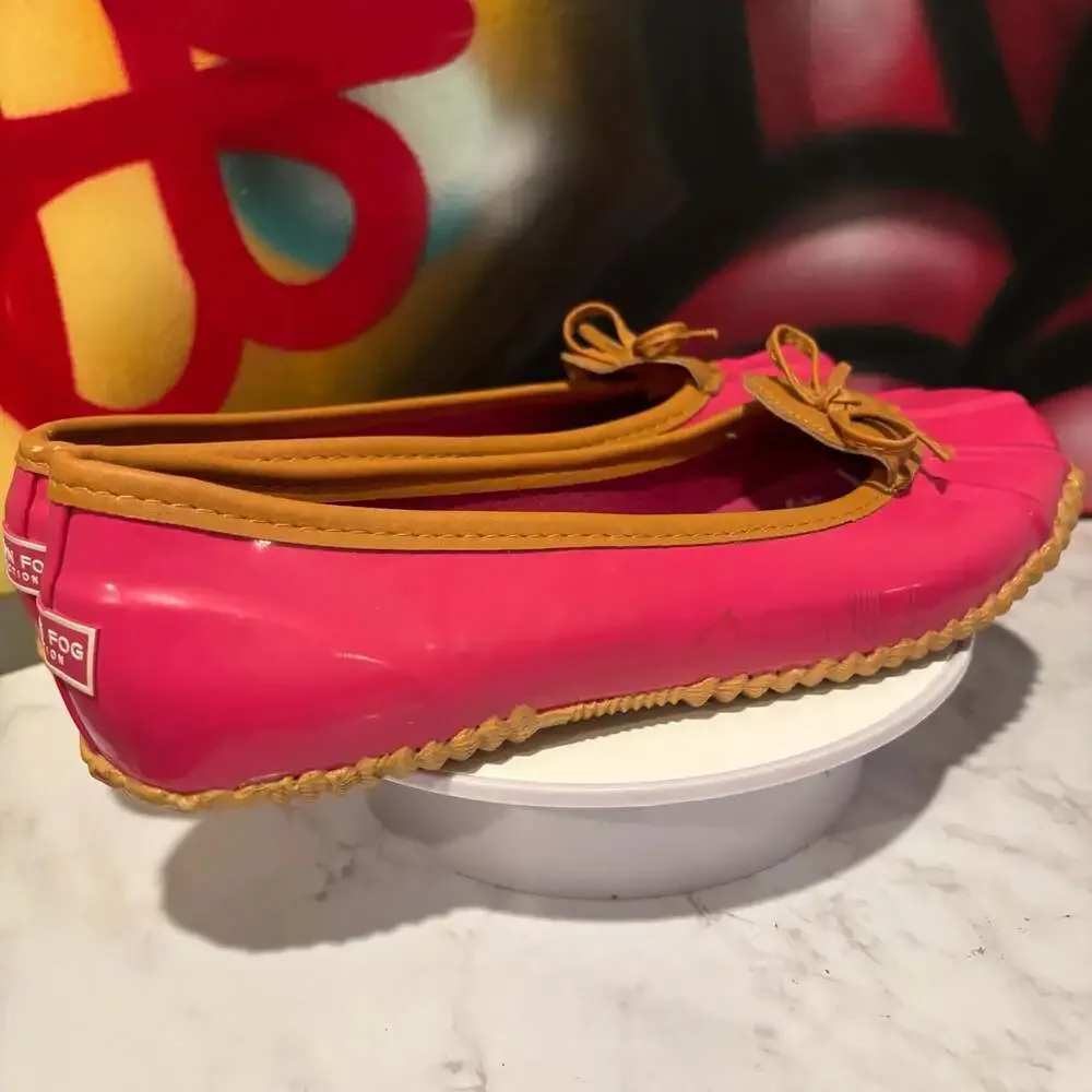 London Fog Webster Pink Duck Skimmer Ballet Flats Rain Shoes
